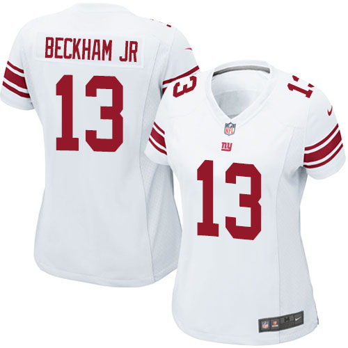 Women's Elite Odell Beckham Jr Nike Jersey White Road - #13 NFL New York Giants